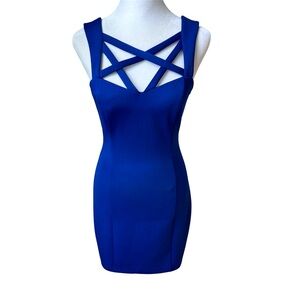 Guess Cobalt Blue Strappy Bodycon Mini Dress Homecoming Formal Prom Size 0
